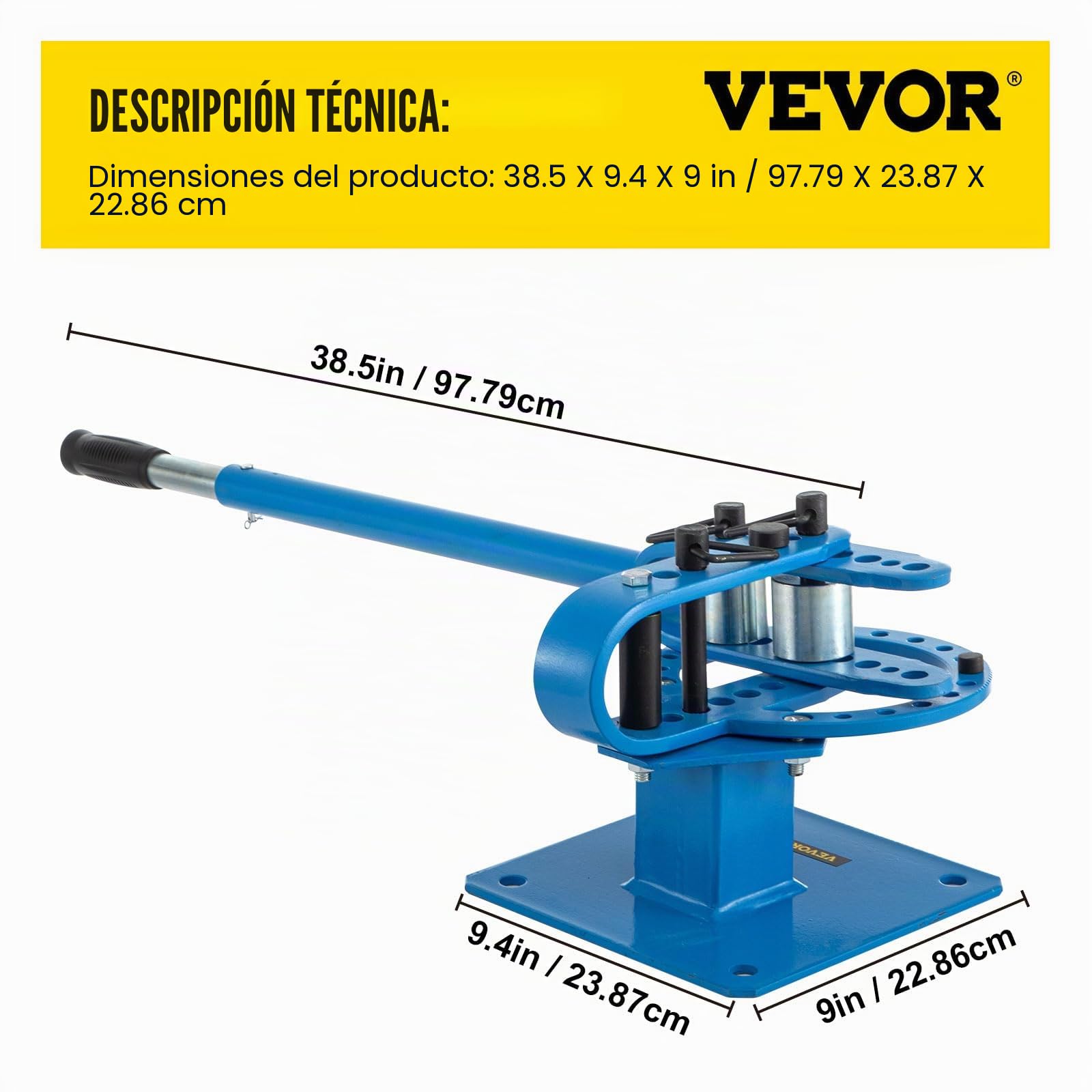 Mophorn Máquina de DobladoTuberías Curvadora de Tubos Máquina Multicapa Dobladora de Tubos YP-9 7 Matrices 1 "-3" Compacta Escritorio, Dobladora de Tubos Manual Longitud del Mango 44 "