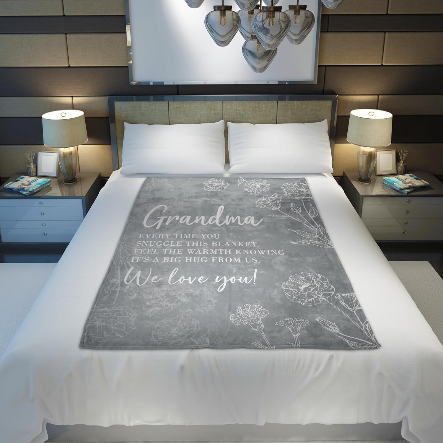Grandma Gifts, Birthday Valentines Day Gifts for Grandma from Grandkids, to My Grandmother Soft Throw Blanket 50" x 60", Grey - Image 4