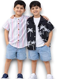 D MONV VY Boys Cotton Shirt | Half Sleeve Casual Wear for Kids | Stylish & Comfortable | Summer Wear Shirt Price In India