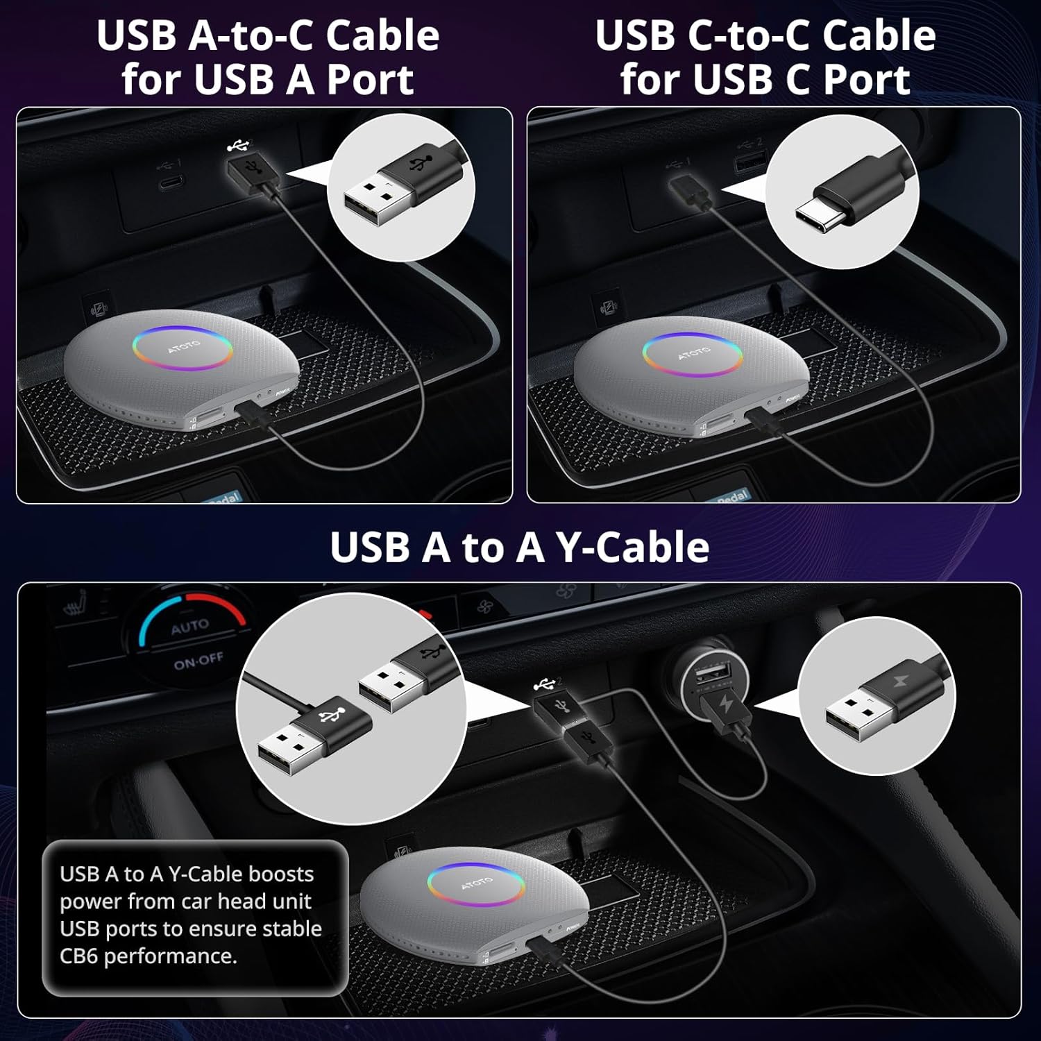 CB6 Wired CarPlay to Wireless CarPlay/Android Auto Adapter with Bluetooth, Wireless CarPlay AI Box, AI Voice Dongle with GPS Tracking, 4GB+64GB, Silver