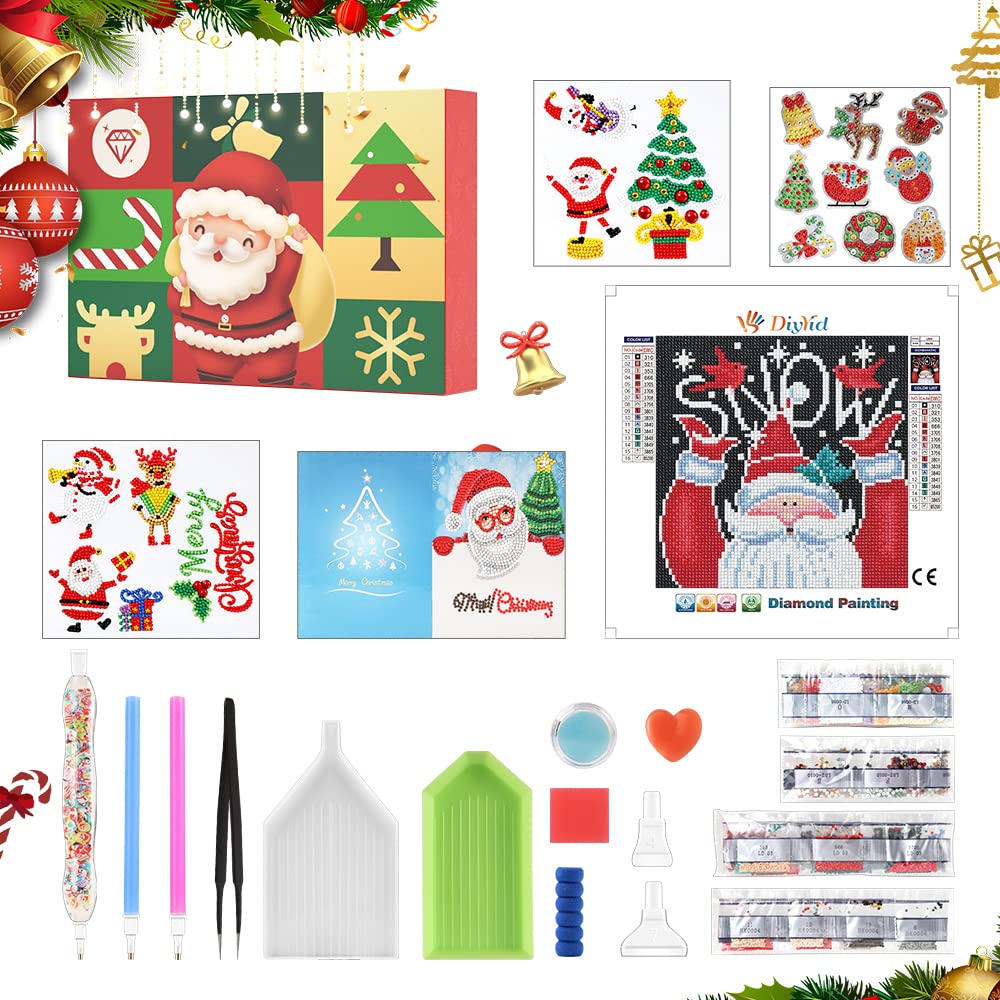 WELYEA Christmas Diamond Painting Kits - Glow in The Dark Diamond Painting, Christmas Stickers, Handmade Resin Diamond Painting Pen DIY Diamond Art Craft Kits for Adults Kids Christmas Gift Box Set
