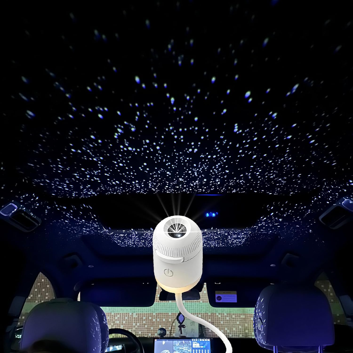 2-in-1 Galaxy Projector Night Light, 360° Adjustable Multifunctional Portable USB Starry Sky Night Light Galaxy Projector Lamp for Bedroom and Car Starry Sky Roof (10 Slides)