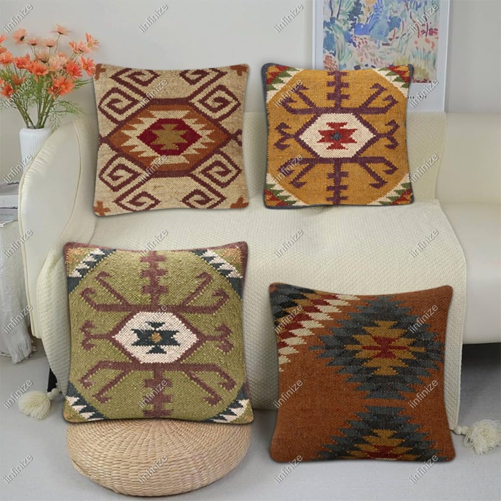 Housse de coussin ethnique en jute pour remplacer vos textiles ternes et sans âme