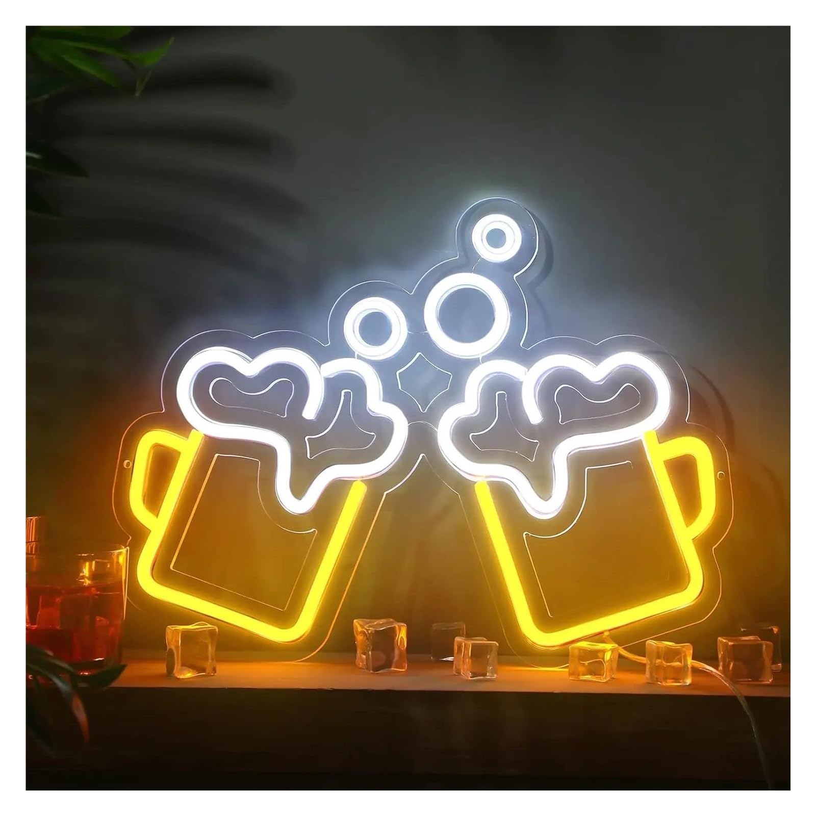 LEMST Signs Lamp Beer Cheers Neon Sign Light Dimmable USB Powered for Bar Man Cave Office Living Room Birthday Restaurant Wall Decor 38cmx29cm