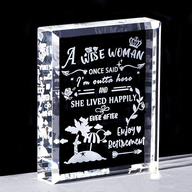 Retirement Gifts for Women K9 Crystal Plaque Female Coworkers Colleagues Leaving Gifts for Friend Glass A Wise Keepsake Ornaments