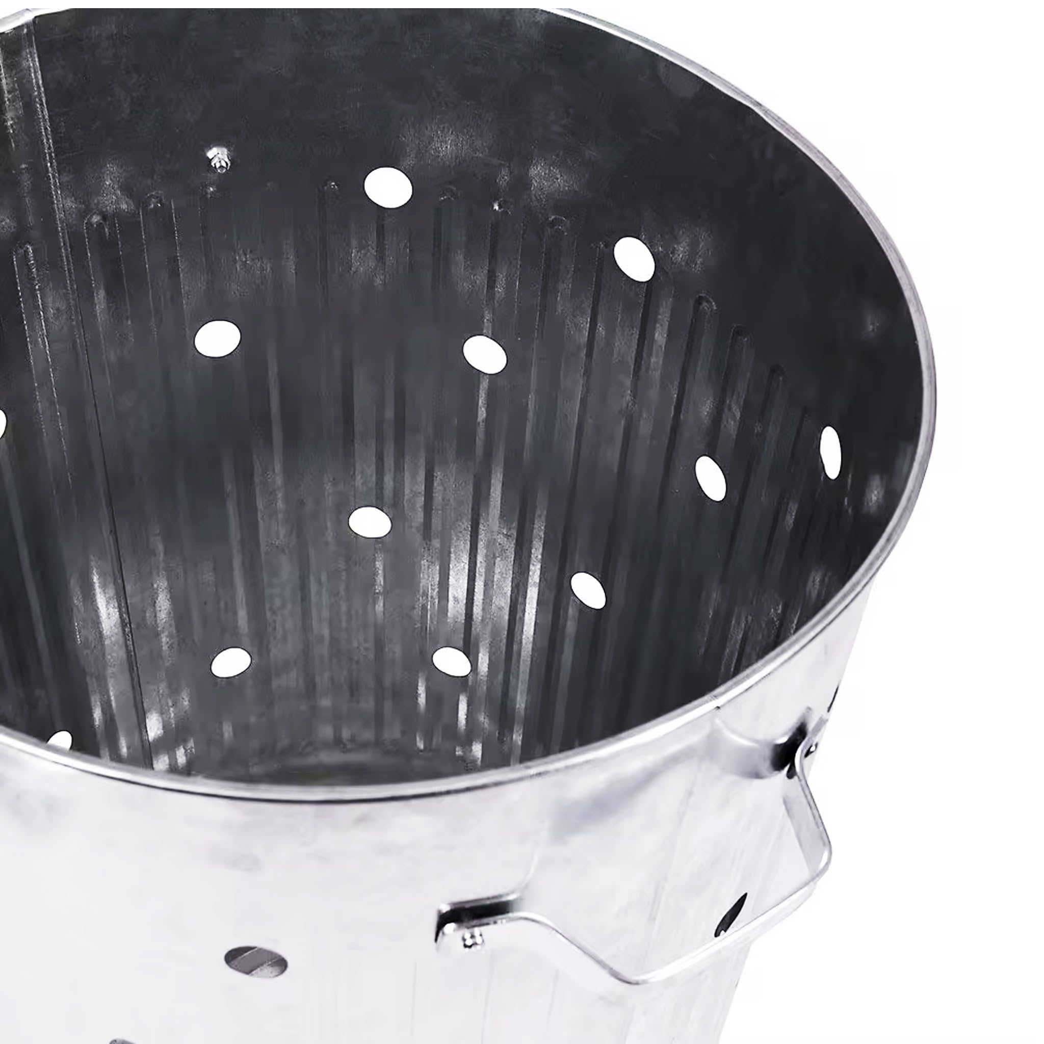 Poubelle de jardin 75 litres pour feuilles, déchets et résidus. Cylindrique. Avec couvercle, poignées et pieds. Acier galvanisé. Utilisez-le comme composteur pour les engrais organiques ou les cendres