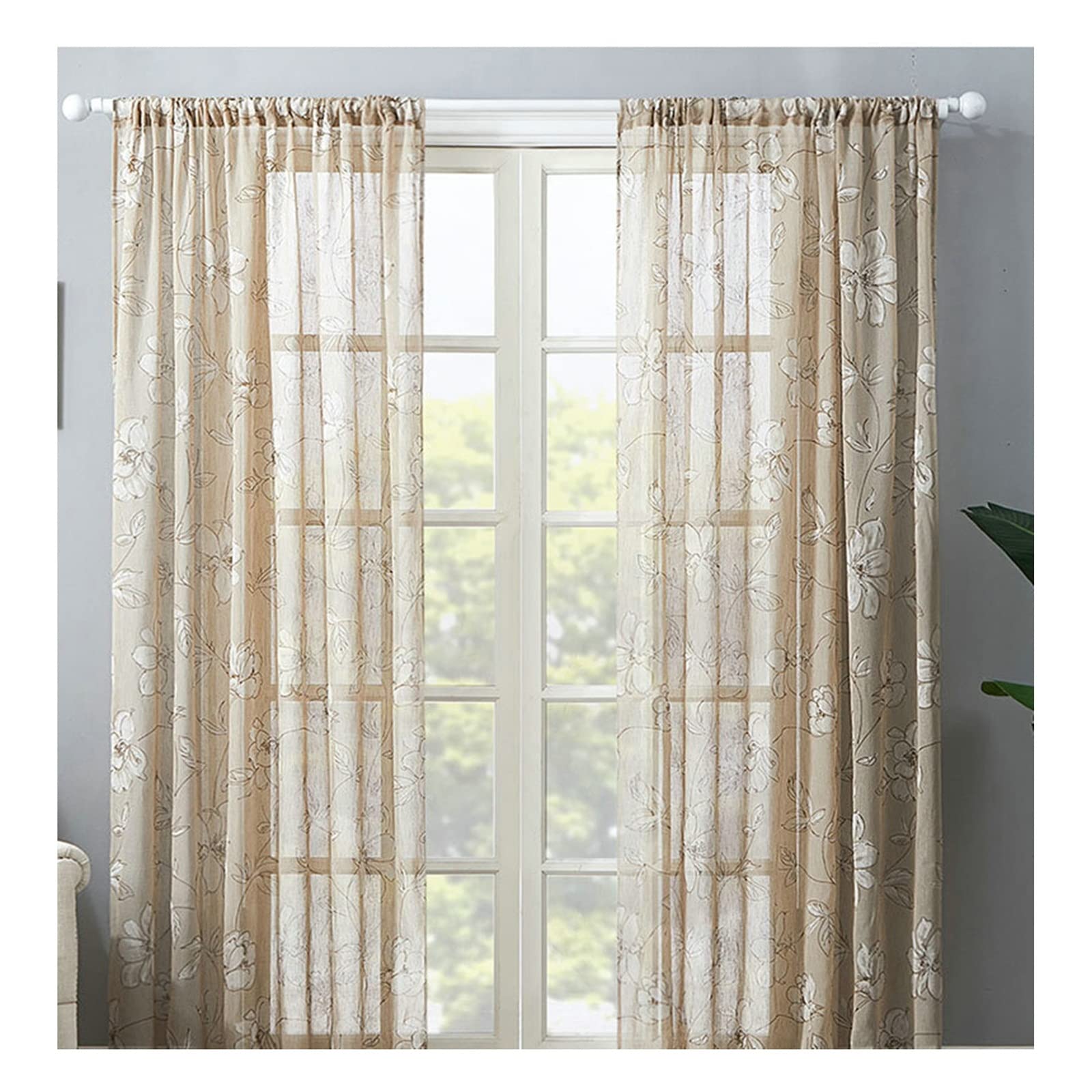 Cortinas para dormitorio KnSam: ambiente acogedor y luz natural con elegante diseño de flores