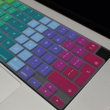 McStorey Macbook M1-M2-M3 Air Pro Klavye Koruyucu (UK-EU İngilizce) TouchID'li A2681 A3113 A2941 A3114 A2442 A2779 A2992 A2918 A2485 A2780 A2991 ile Uyumlu Dazzle Pembe Yeşil
