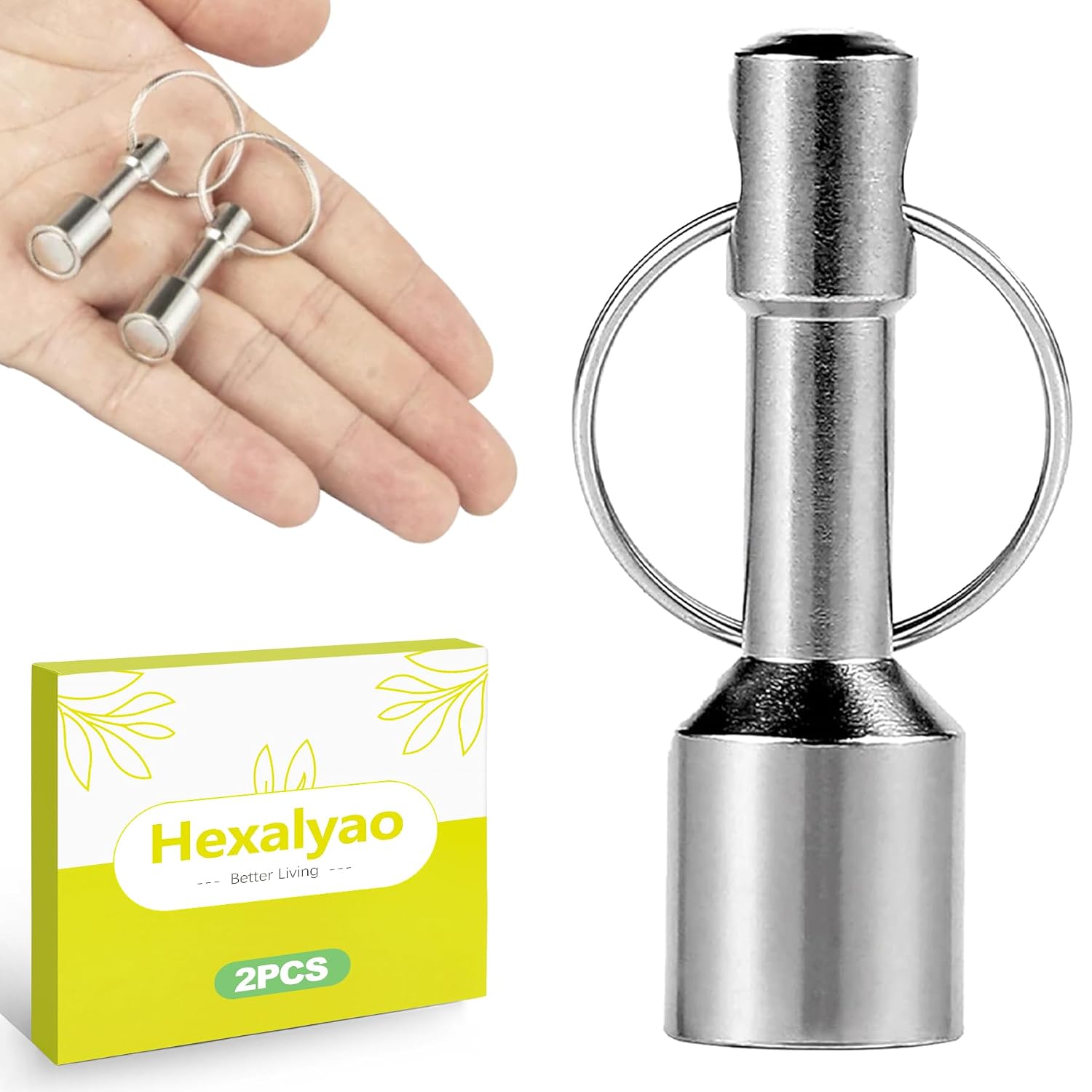 2 Pack Neodymium Keychain Magnet Tester Pocket Tool for Basic Metal Testing Portable Magnetic Tool with Quick Release Key Ring for Keys Jewelry Coins Hardware