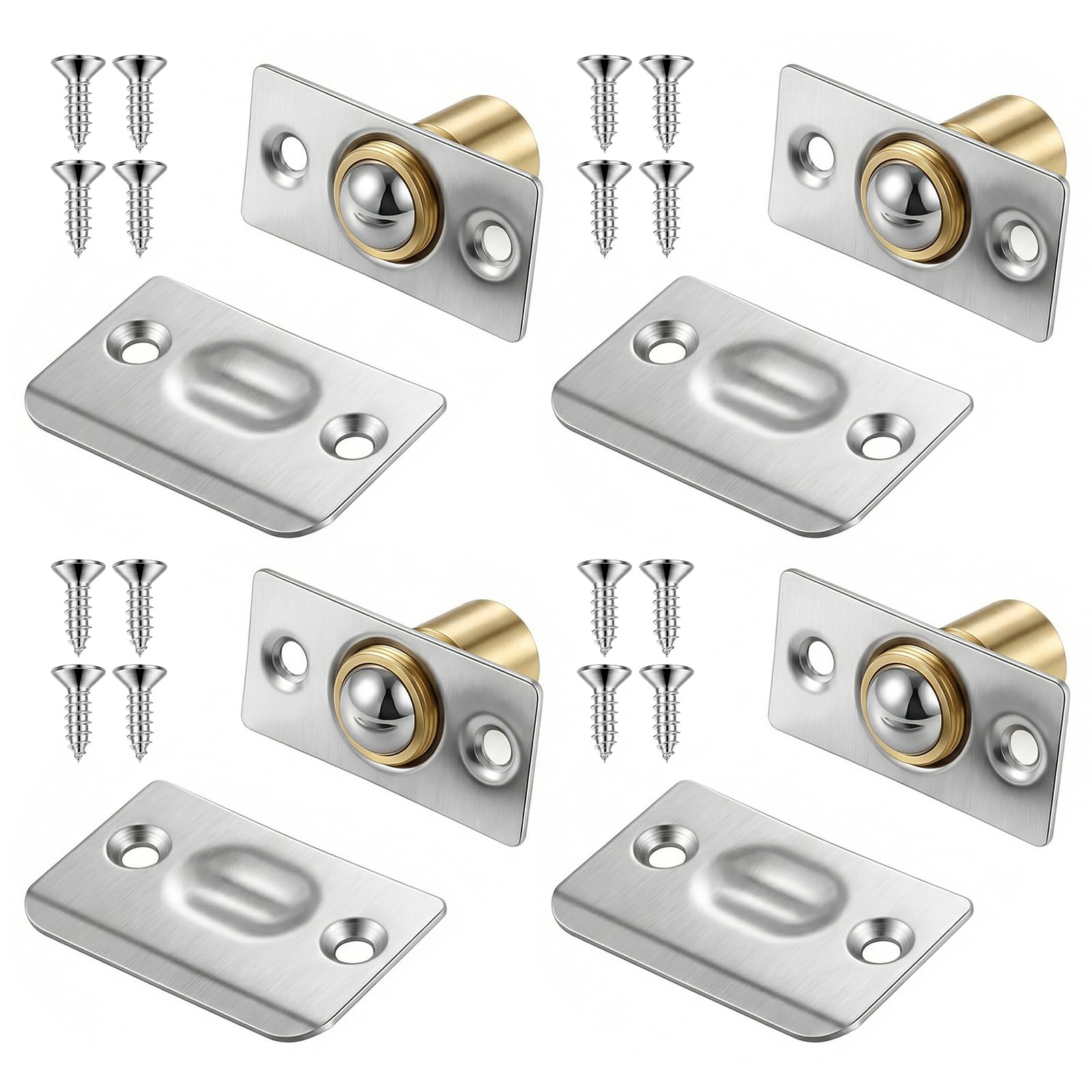 Gyfent 4 Pack Door Latches for Internal Door, Adjustable Roller Ball Catches Invisible Spring Ball Bearing Doors Catches for Closets Top Cupboards Cabinets Bathroom