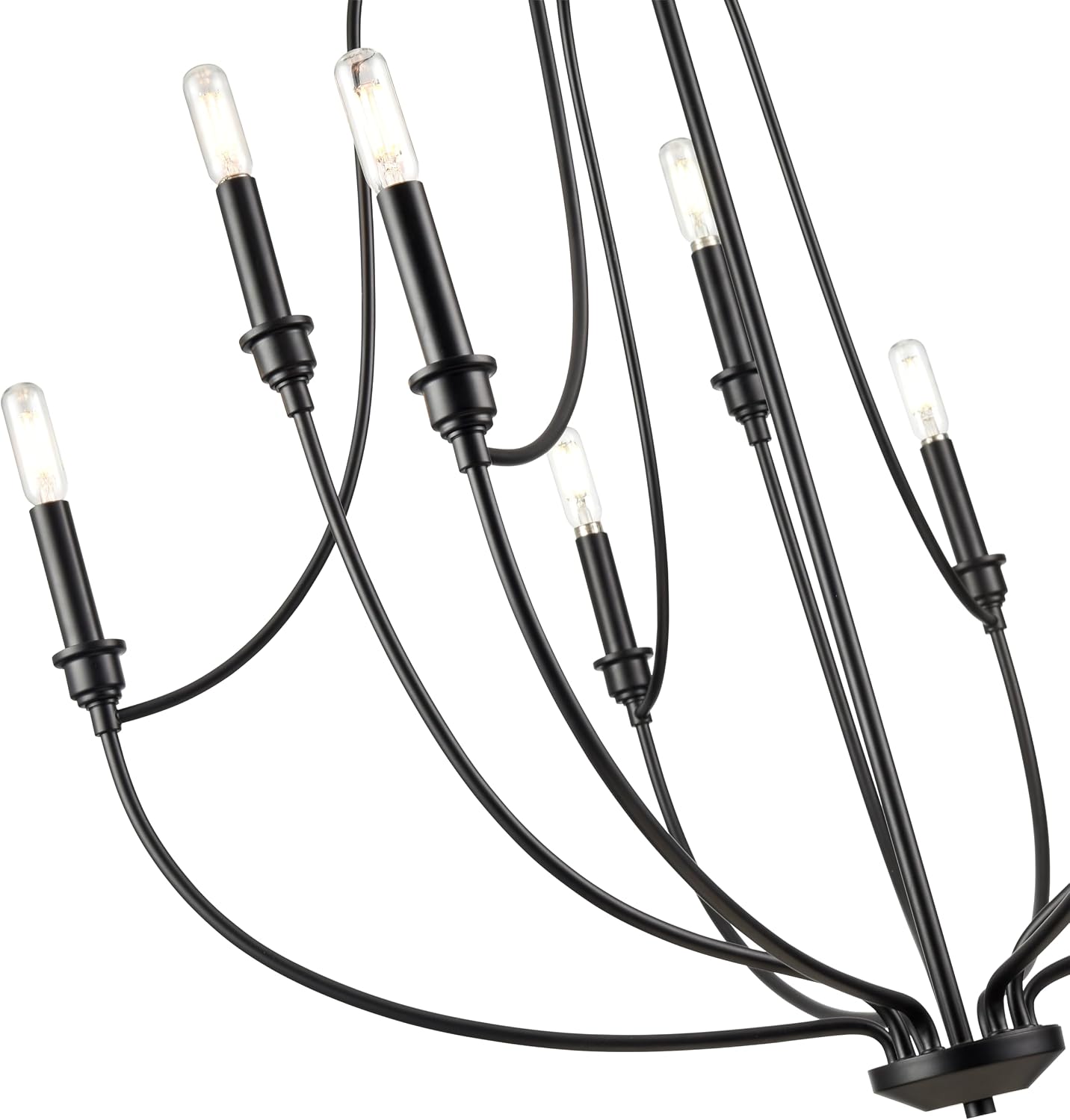 ML Lighting | Senoia Collection | 98009-MB | 9 Light Modern Centerpiece Chandelier Ceiling Light in Matte Black Finish | Perfect for Kitchens, Foyers, Hallways, Living Rooms or Entryways