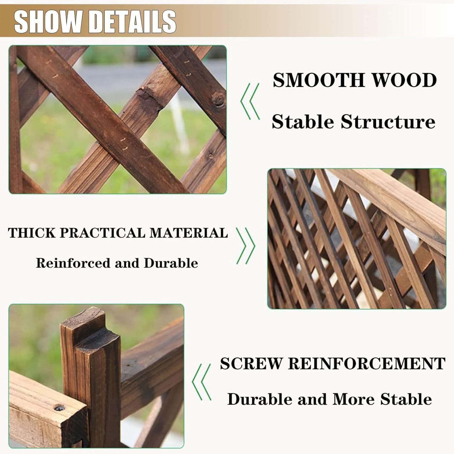 Air Conditioner Cover,Outdoor Air Conditioner Fence Screen Flower Stand, Solid Wood Grid Air Conditioning Covers for Outside Hide Air Conditioner Outer Cover Louvered, Multi-Function Storage