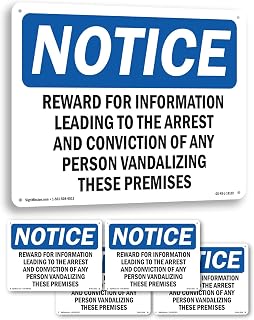 Reward For Information Leading To The Arrest OSHA Notice Rigid Plastic Sign 10 Inch x 7 Inch - 5 Pack