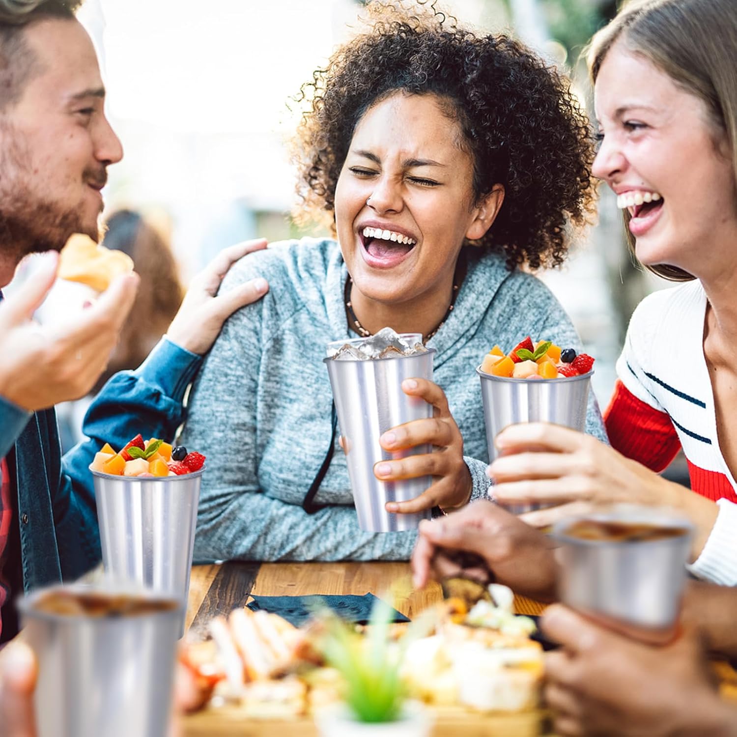 KesaPlan 50PCS Silver Plastic Cups, 16oz Disposable Plastic Tumblers for Party, Fancy Mirorred Silver Cups Bulk for Hot Cold Drinks, Disposable Drinking Glasses for Wedding Birthday Holiday Events - Image 6