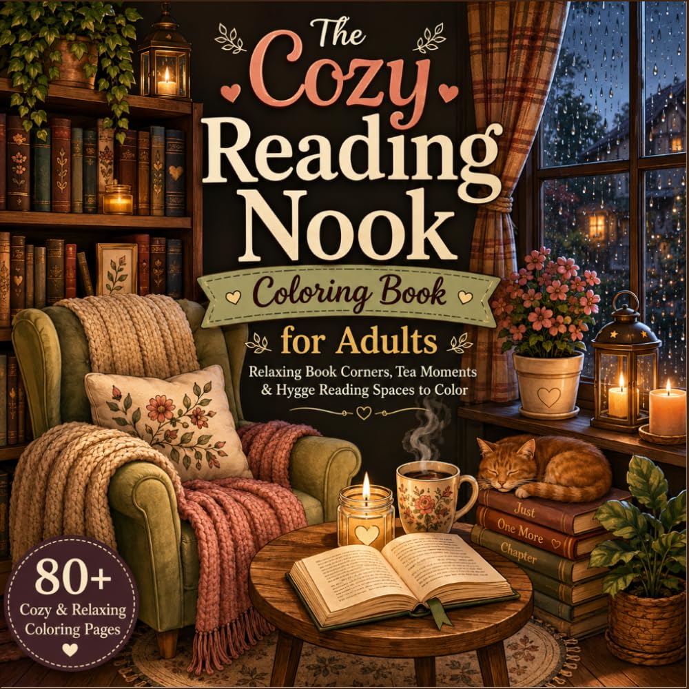 The Cozy Reading Nook Coloring Book for Adults: Relaxing Book Corners, Tea Moments & Hygge Reading Spaces to Color