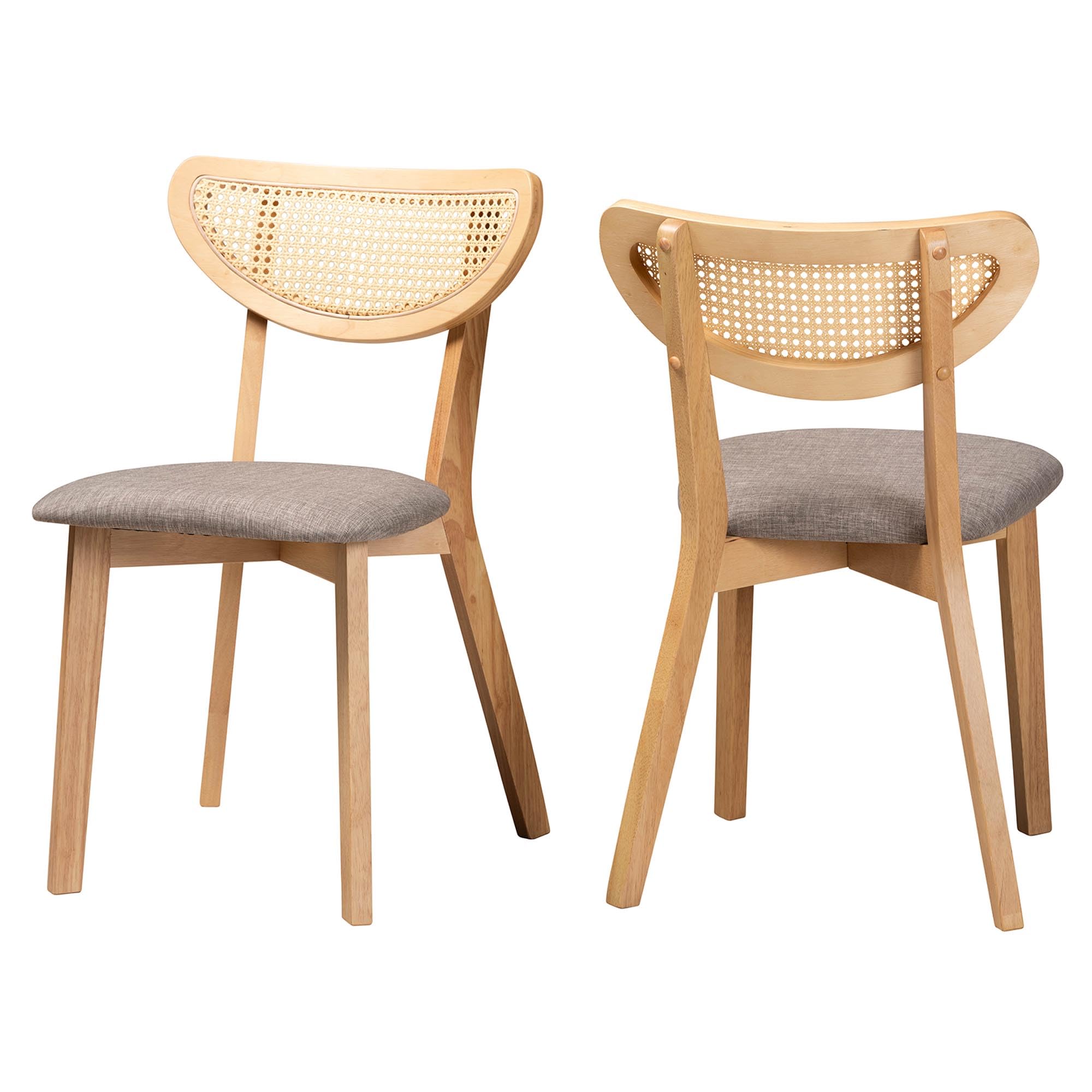 Baxton StudioDannell Dining Chairs, Set of 2, Grey/Natural Oak/Light Brown