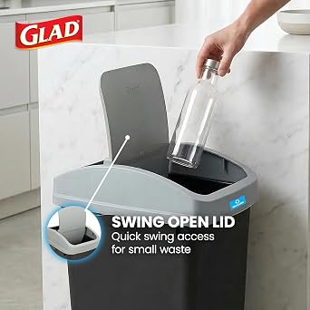 Glad Linkable Trash Can with Clorox Odor Protection, 12 Gal, Black, 3 Pack