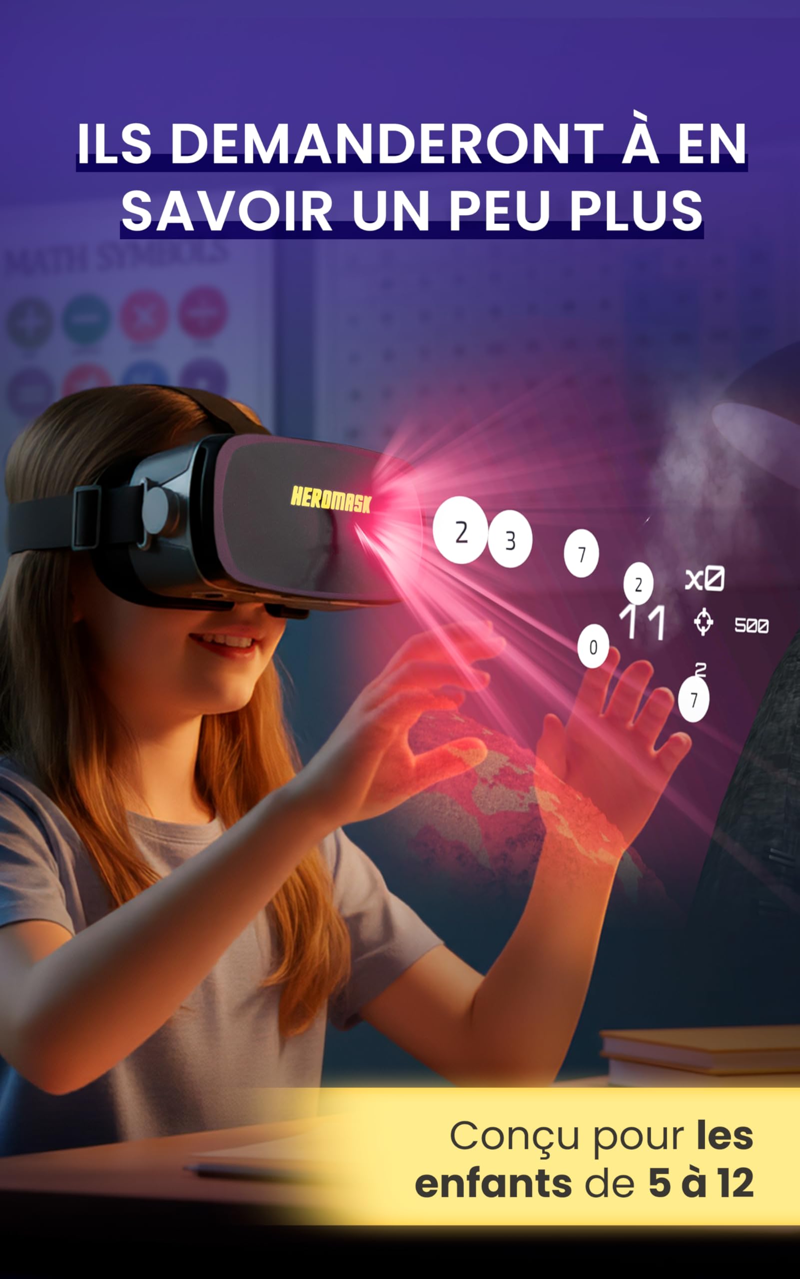 Heromask Pack Langues + Mathématiques – Jeu Éducatif VR 2 en 1 | Apprendre Les Langues et Les Maths en S’Amusant | Cadeau Original pour Enfants 5–12 Ans, Compatible iOS & Android