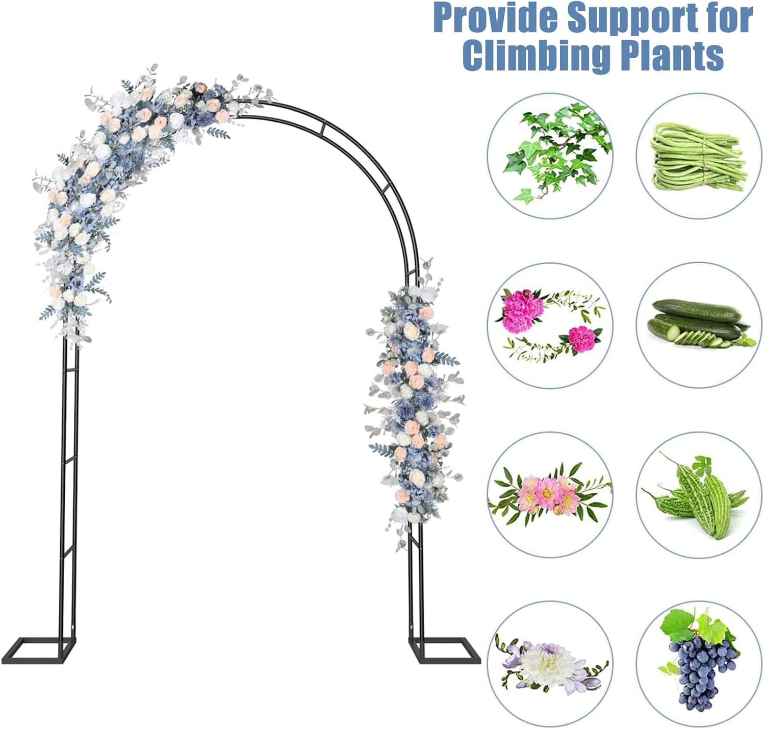 Garden Arbor, Arch Archway for Wedding Ceremony Party, Iron Garden Trellis for Plant Climbing, Backyard, Lawn, Bench, Easy to Assemble, Lightweight Metal Arch(White,55x15.7x90in)