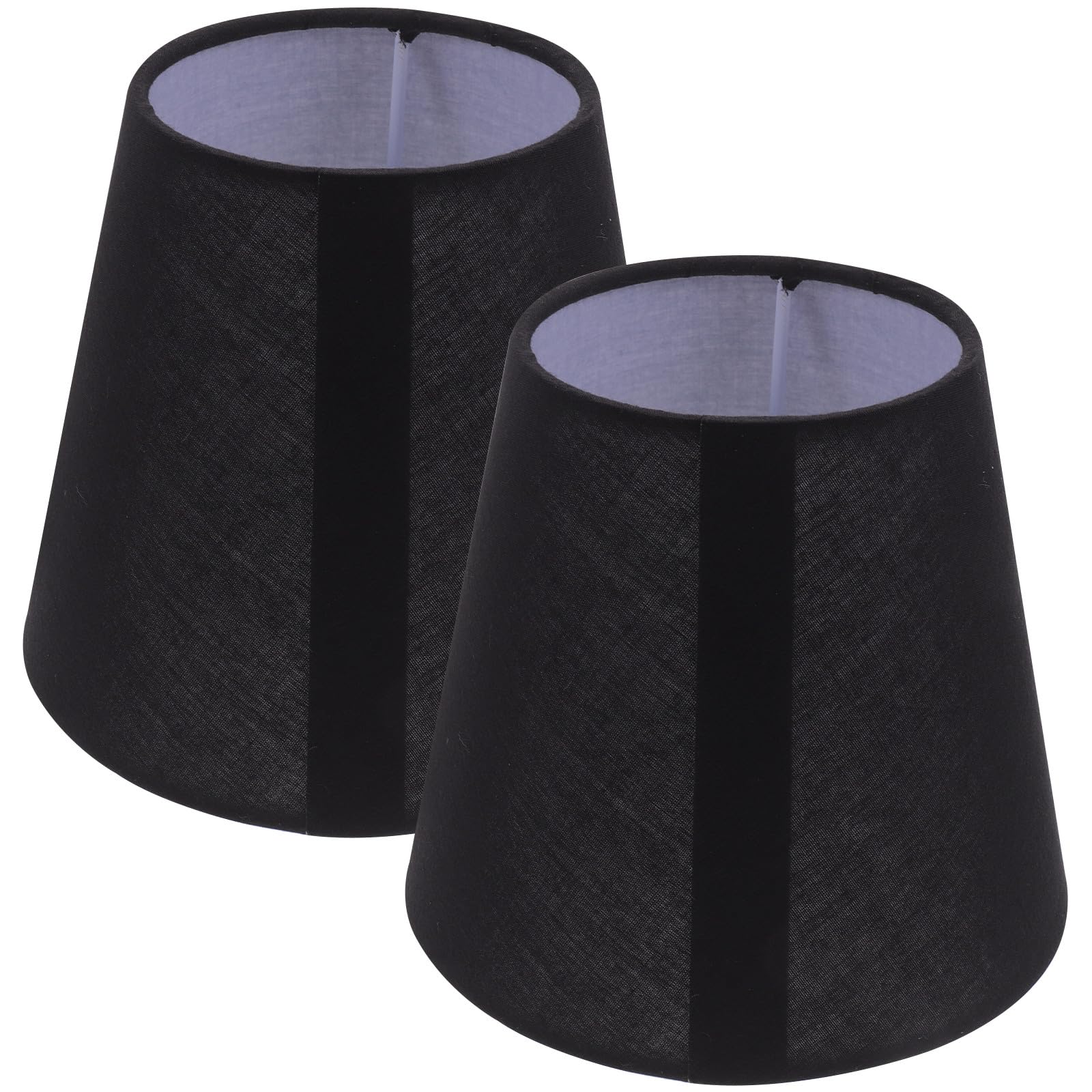 HOMSFOU Black Cloth Lampshade Pair 5.51In Fabric Lamp Covers for Table Lamps Floor Lamps Chandeliers E14 Fittings Easy Installation Home Lighting Set of 2