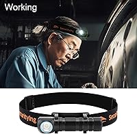 Vista 2 de SecurityIng Linterna frontal LED recargable, 1130 lúmenes súper brillante con 9 modos, impermeable, portátil, duradera, carga magnética, linterna