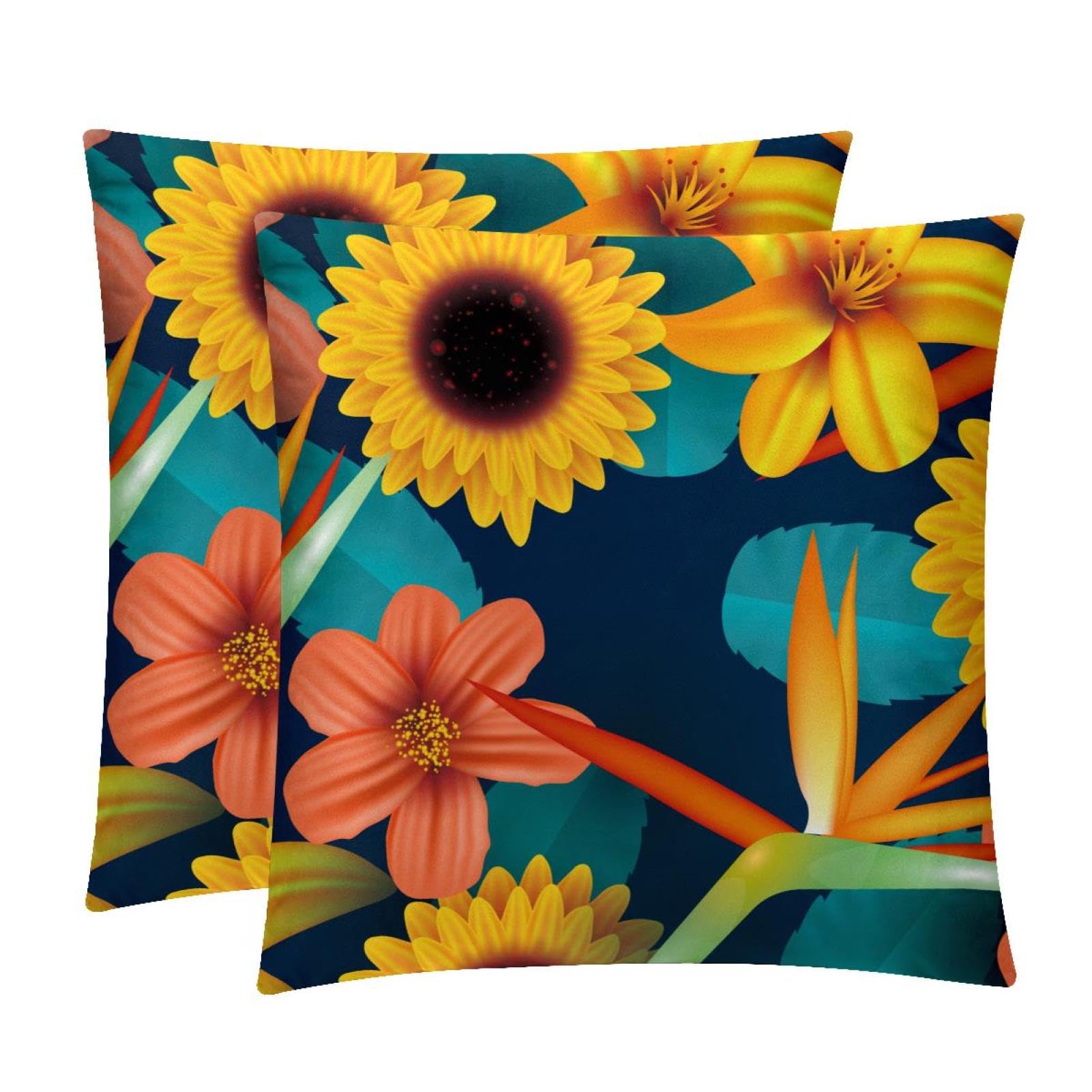 TDGKPZ Yellow Sunflower Throw Pillow Covers 2 Pack Cushion Cases Decorative Pillow Cases Home Decor 45x45cm