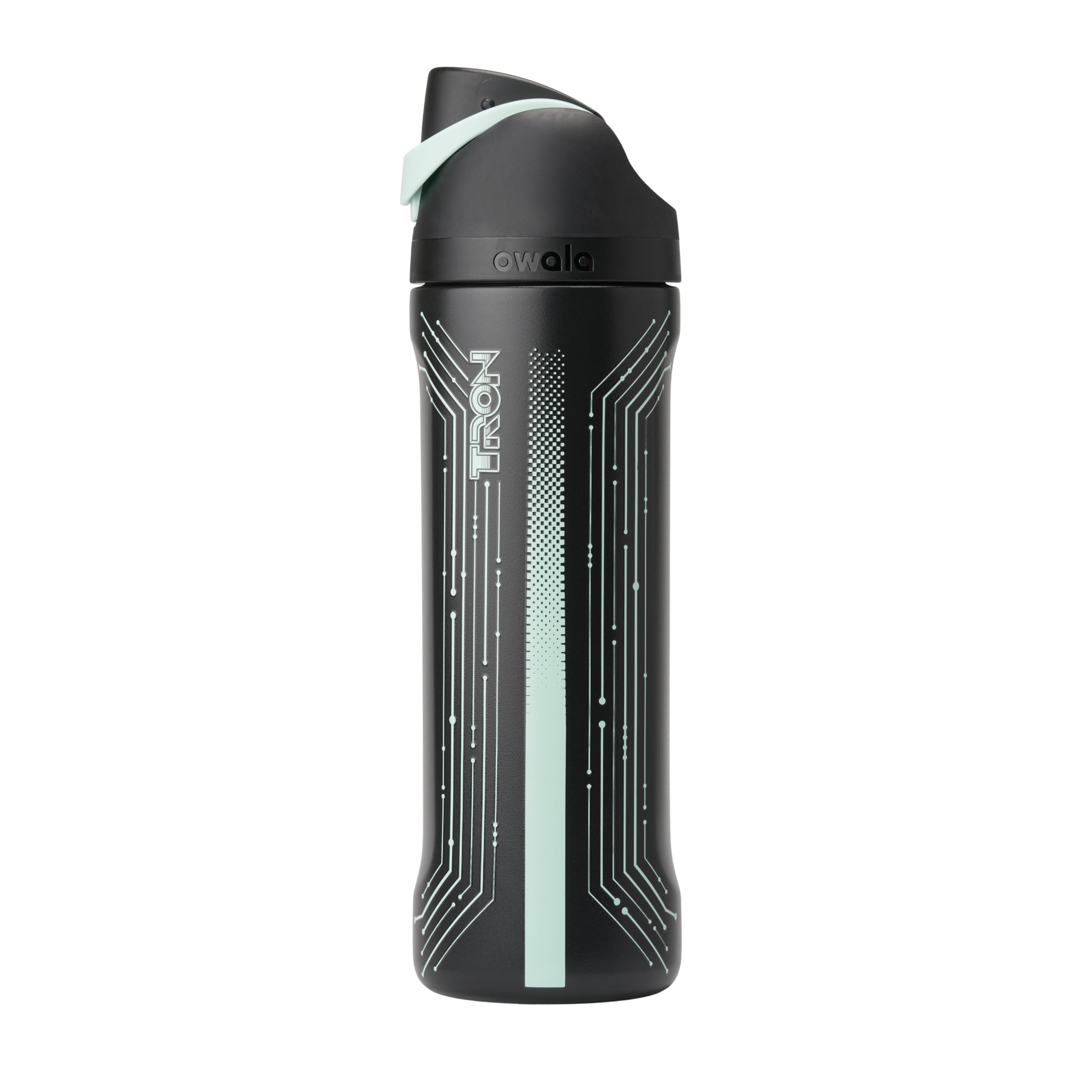 TRON FreeSip Insulated Stainless Steel Glow in the Dark Water Bottle with Straw for Sports and Travel, BPA-Free, 24 oz, Black