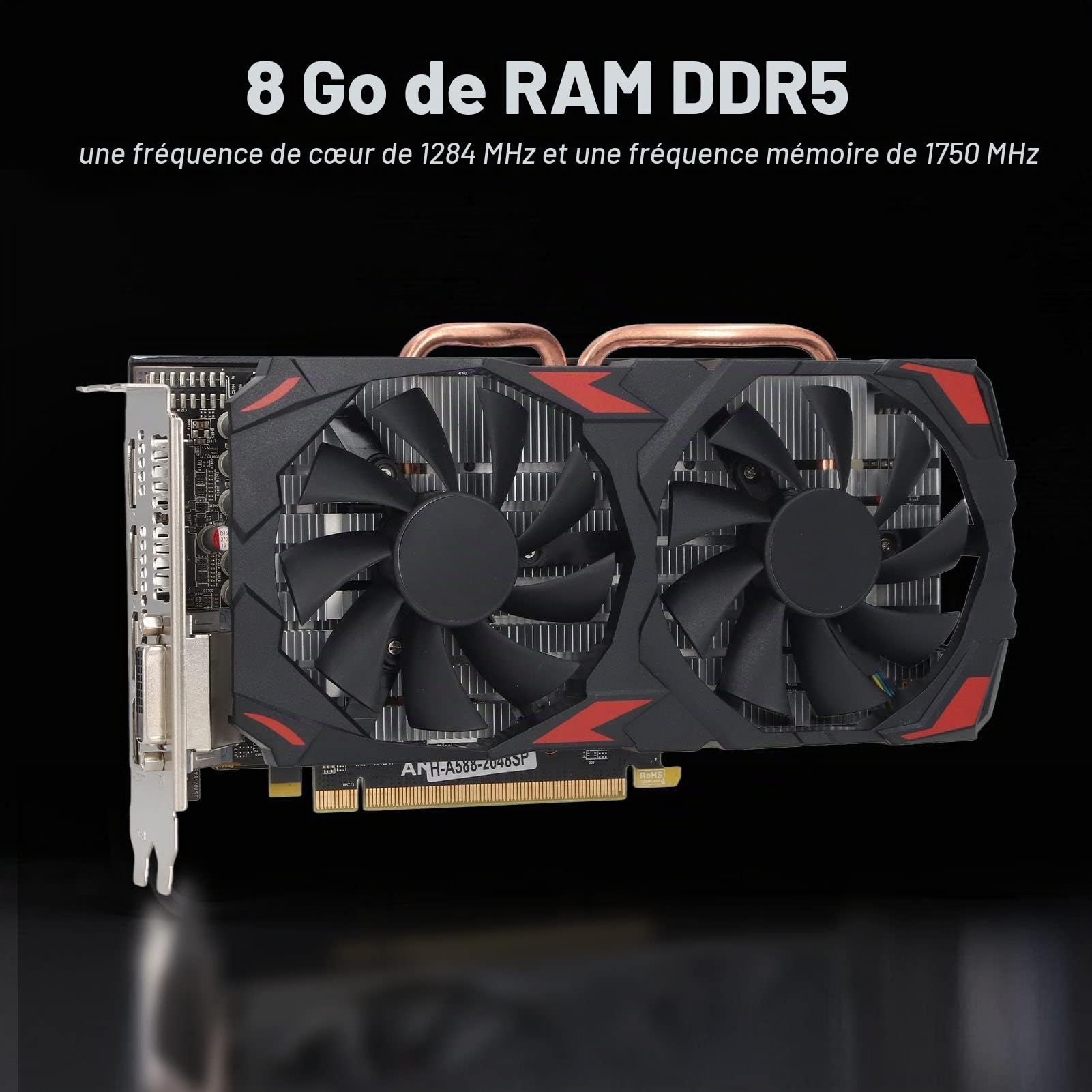 Dpofirs Carte Graphique de Jeu RX 580 8 Go 256BIT avec Deux Ventilateurs pour Ordinateurs de Bureau, Plug and Play, Efficace et Silencieux, Installation Facile, Stable et (580 8G