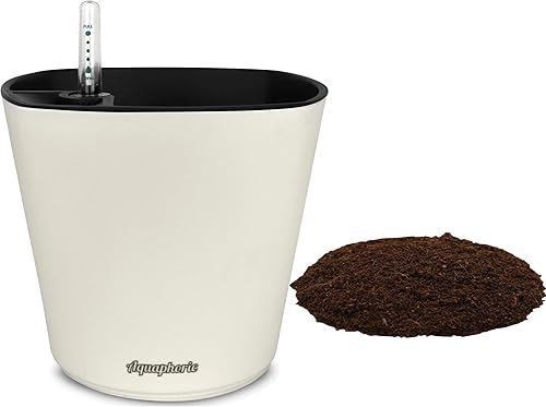 Window Garden - Maceta autorregable Aquaphoric de 7 pulg. + Tierra de fibra  Jardín interior infalible Maceta decorativa para plantas de hogar,