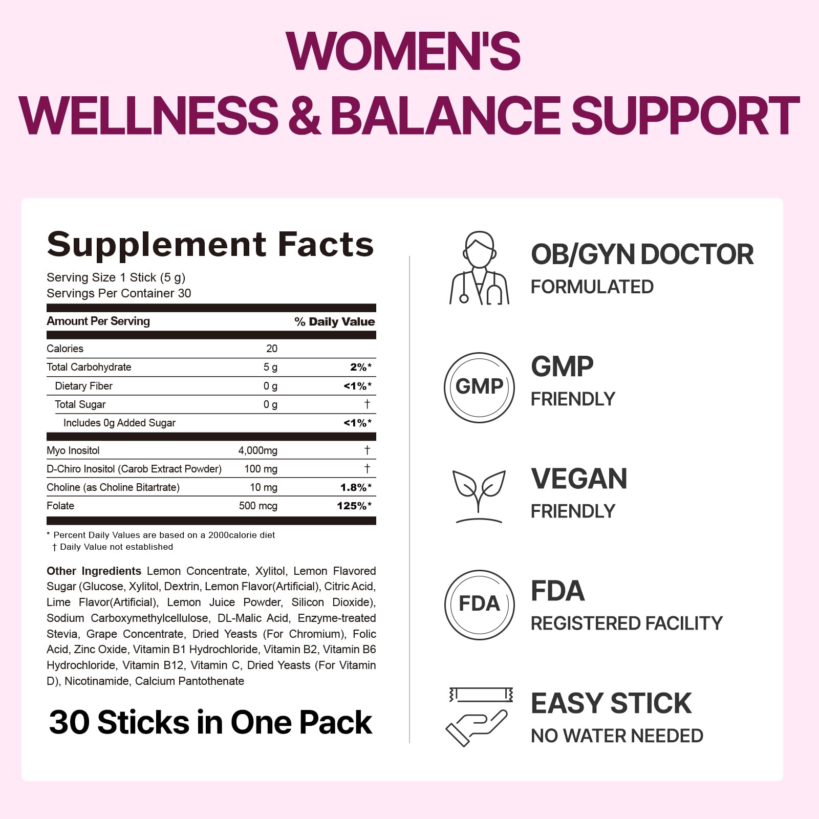 Balance Up Myo & D-Chiro Inositol 40:1 Powder Sticks, 30 Count — Amazon image 9
