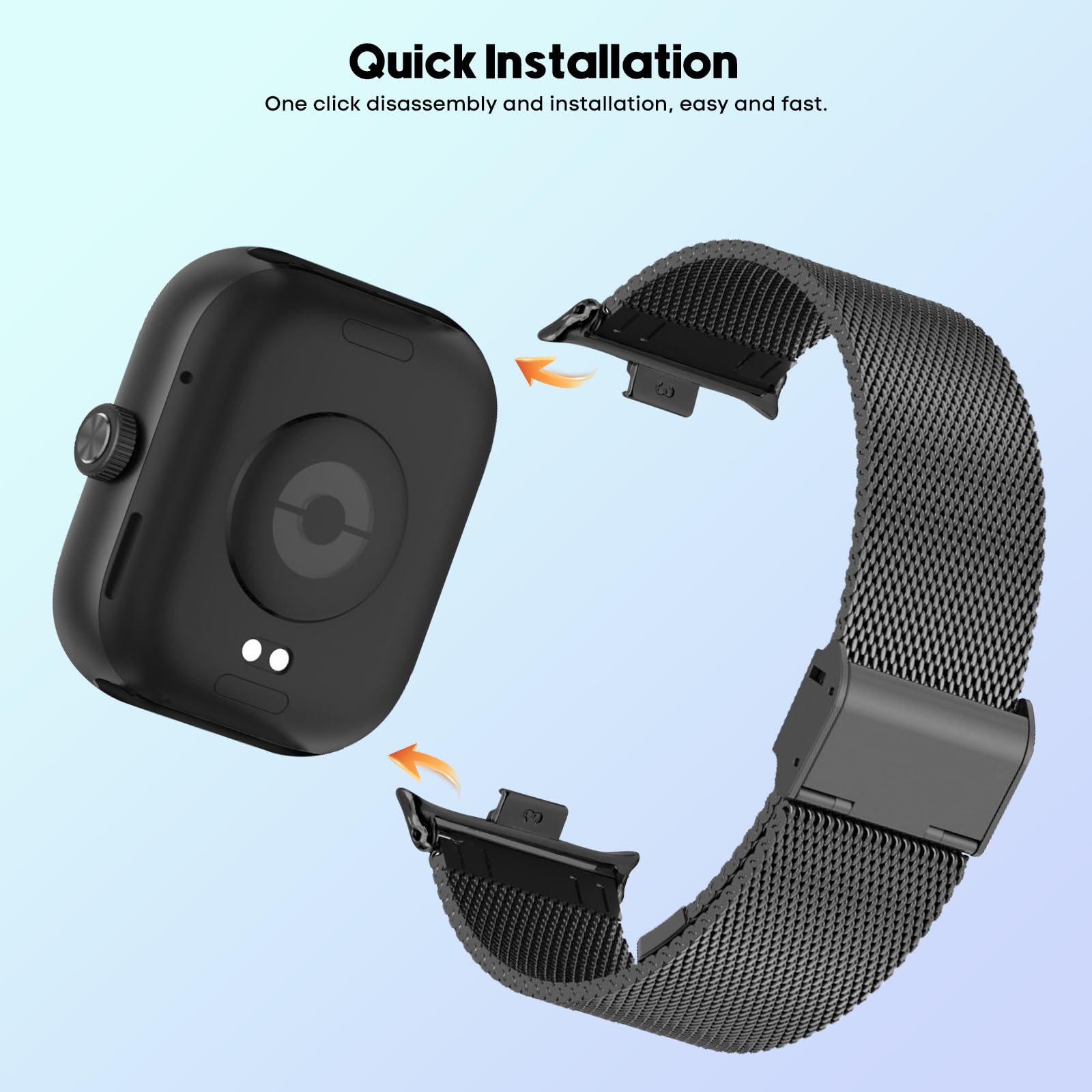 BDIG Métal Bracelet Compatible avec Xiaomi Redmi Watch 6/5/4, Bracelet en Acier Inoxydable Remplacement Compatible pour Xiaomi Mi Band 10 Pro/9 Pro/8 Pro Noir