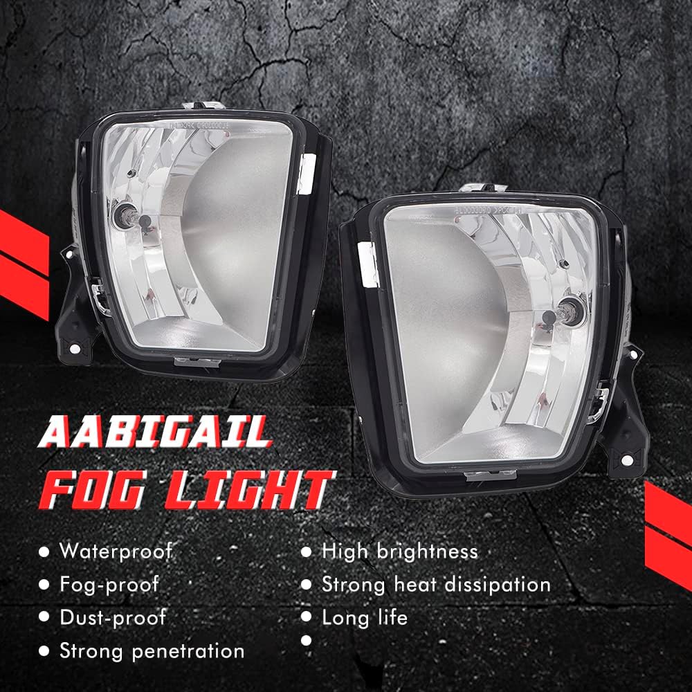 A ABIGAIL Driving Fog Lights Lamps Replacement for 2013 2014 2015 2016 2017 2018 Dodge Ram 1500 2019-2021 RAM 1500 Classic (Not Fit for Rebel Models) With 9006 12V 55W Halogen Bulbs ​(Clear Lens)