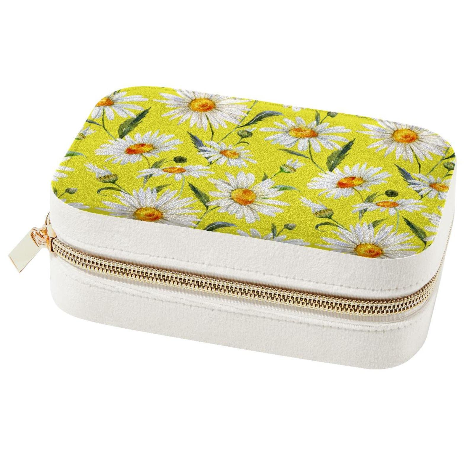 Boîte à bijoux portable en chrysanthème pour voyages et rangement quotidien de bagues