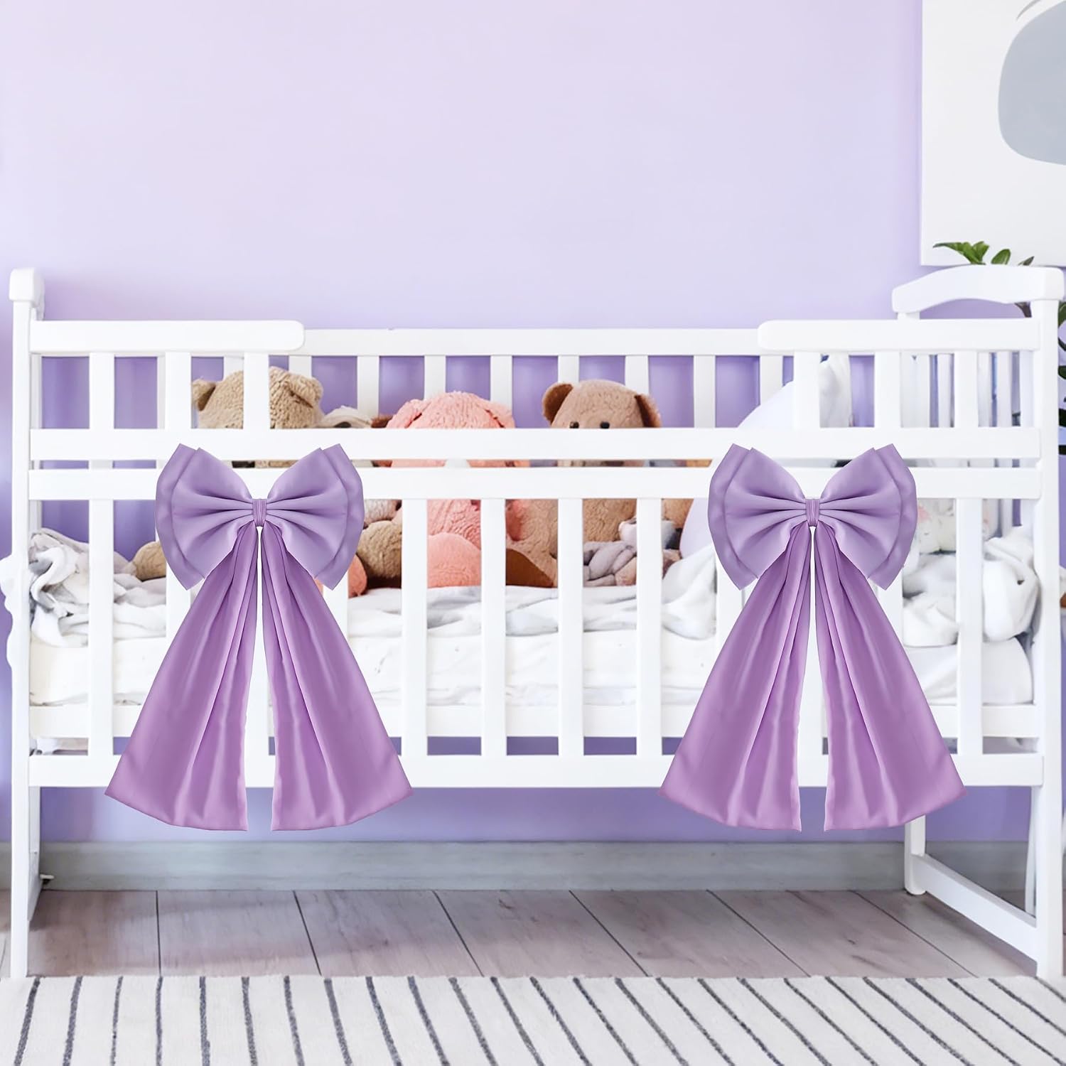 2 Pcs Large Bow Decorations, Fine Yarn 13 × 24 Inches Bow Decorations for Valentine's Day Birthday Bachelorette Party Bridal Shower Wedding (Bule)