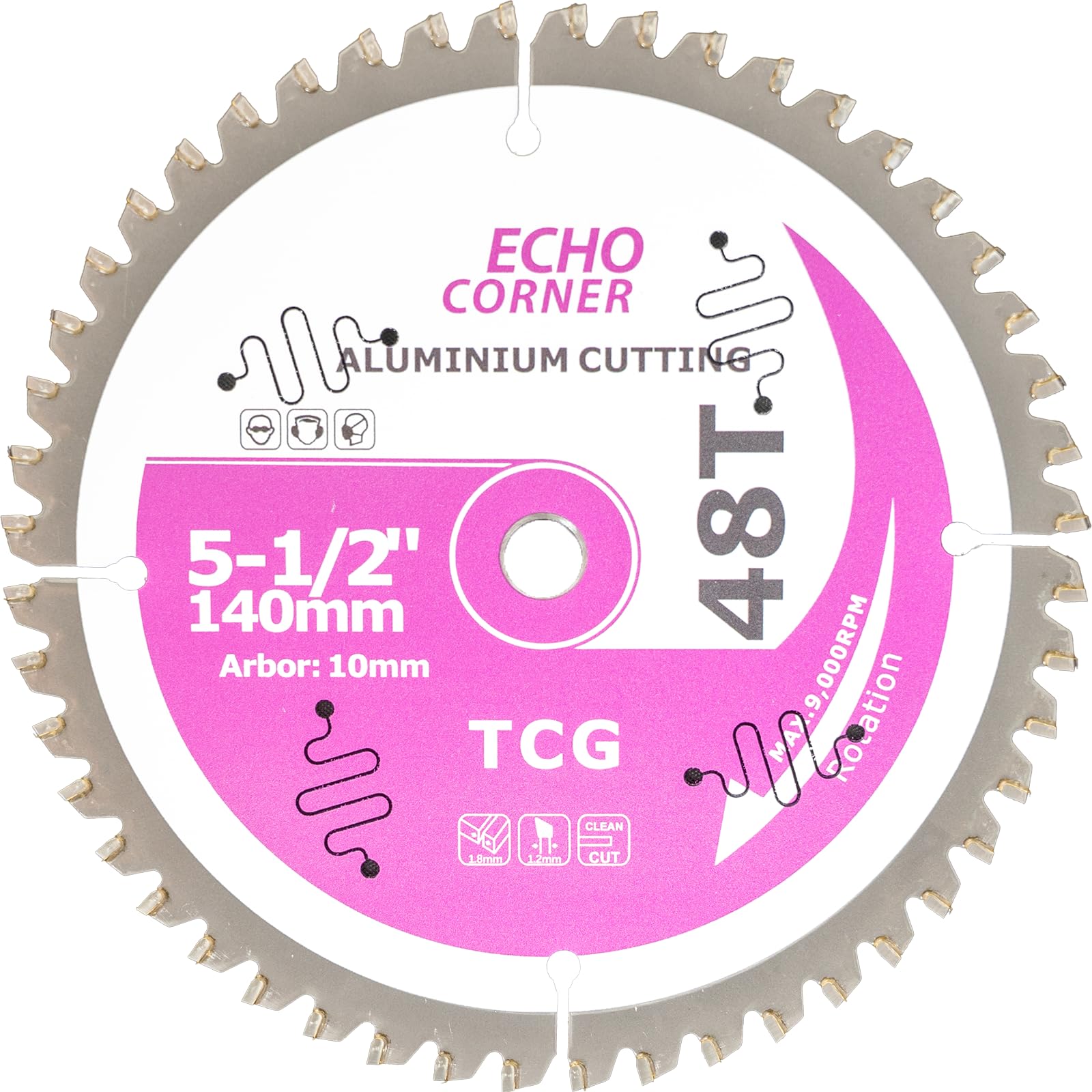 Echo Corner 5-1/2 Inch (10mm Arbor) Aluminum Cutting Circular Saw Blade, Fast Dry Cool Clean Cut Off Non-Ferrous Metal Plate/Sheet/Tube, Polycarbonate