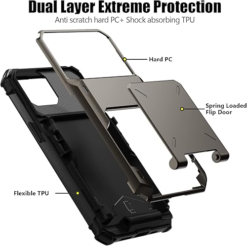 Miniatura 3 de Nvollnoe Funda para iPhone 13 con tarjetero almacena 5 tarjetas Funda de doble capa resistente a prueba de golpes con ranura oculta para tarjetas,