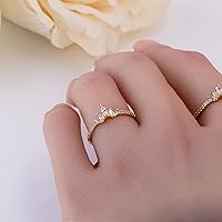 Vista 3 de Rapunzel Crown Ring For Women Dainty Diamond Stacking Rings Royal Crystal Promise Ring Engagement Birthday Rings Anniversary Gifts Cubic Zirconia