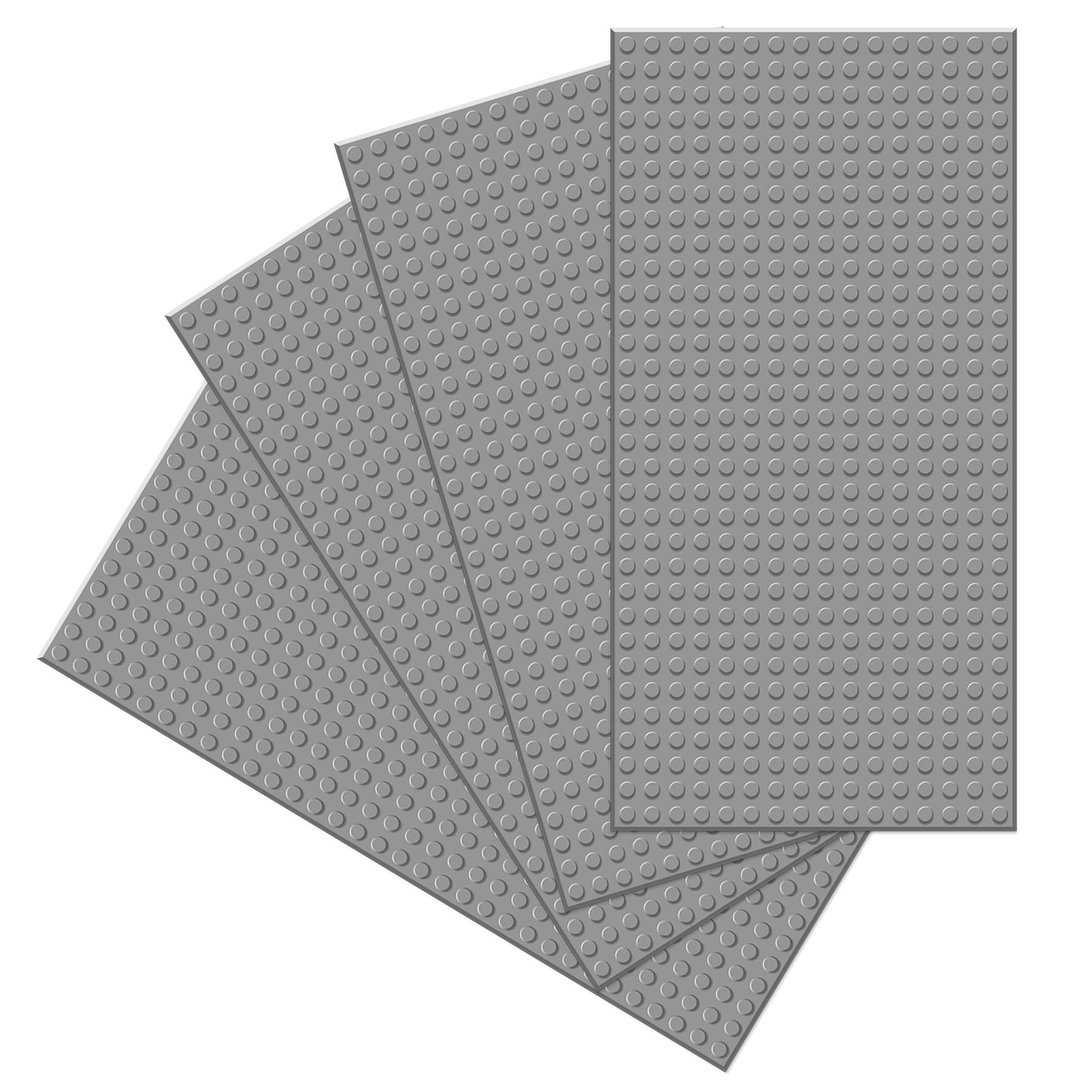 WALWAL 4-Pack Classic Baseplates,Durability 5" x 10" Building Brick Base Plates, Compatible with All Major Brands, Ideal for DIY Tabletop & Play Wall(Light Gray)