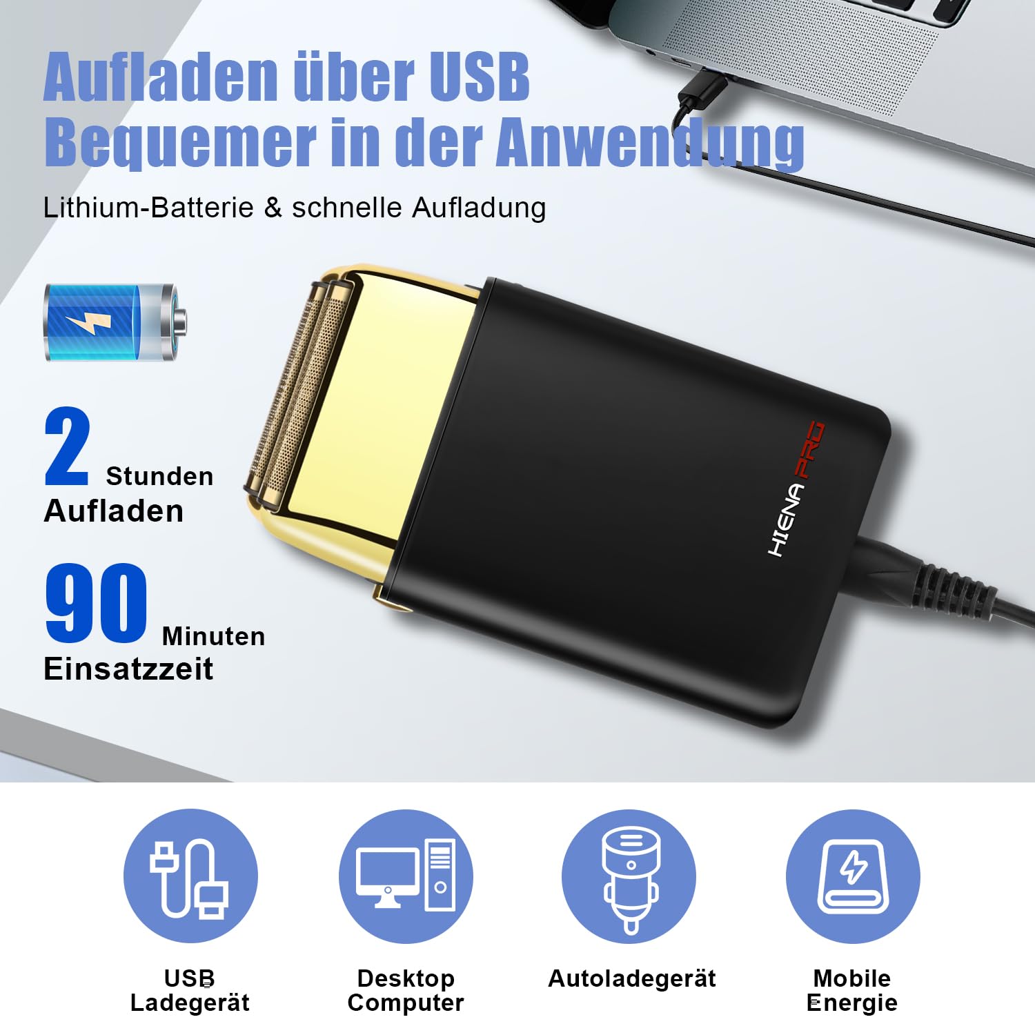HIENA PRO folienrasierer herren,rasierer elektrisch Zero Gap skin Kabelloser,wiederaufladbarer Reiserasierer,schwarzes Rasierset