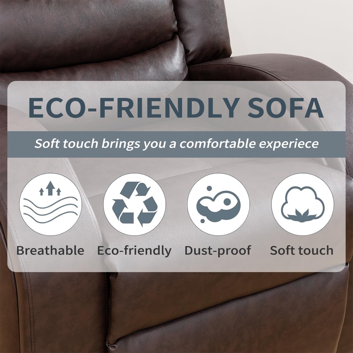 Leather Recliner Sofa Set for Living Room Furniture Set, Manual Recliling Loveseat Couch with Curved Armrests for Living Room/Small Space/Rv(Loveseat,Brown)