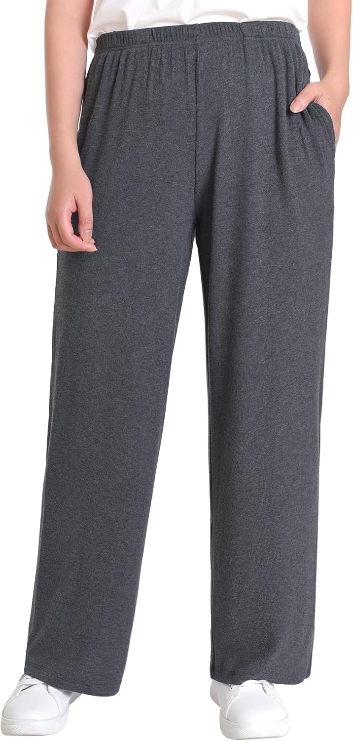 Women's Petite Short Length Lounge Pants Soft Ribbed Knit PJ Pants