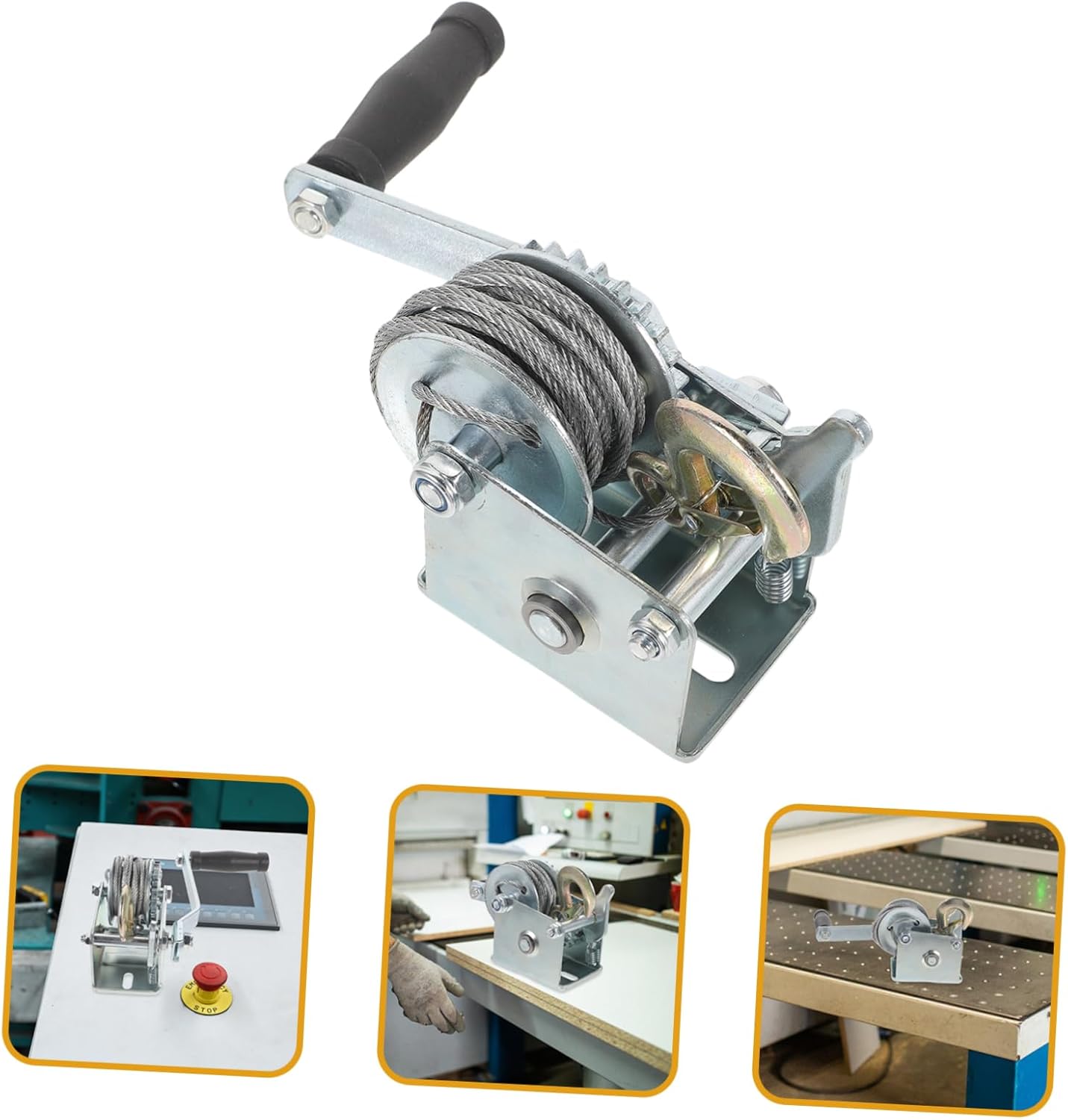 Zerodeko 2pcs Heavy Duty Manual Winch with Steel Cable Capacity Towing Winch for Trailers Boats and ATV Compact Design for and Storage