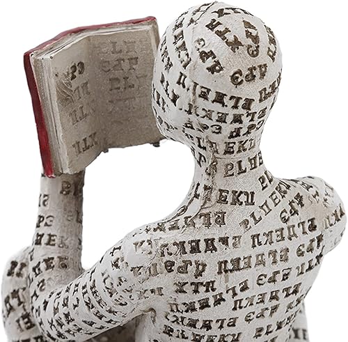 Miniatura 6 de Estatuilla de mujer de lectura, decoración de estantería de lectura estilo pensador, estatua de resina hecha a mano, escultura de pensamiento