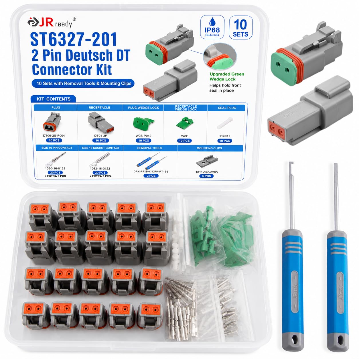 DIY3点セット Amazon.com: JRready 2 Pin Deutsch DT Connector Kit 10 Sets with