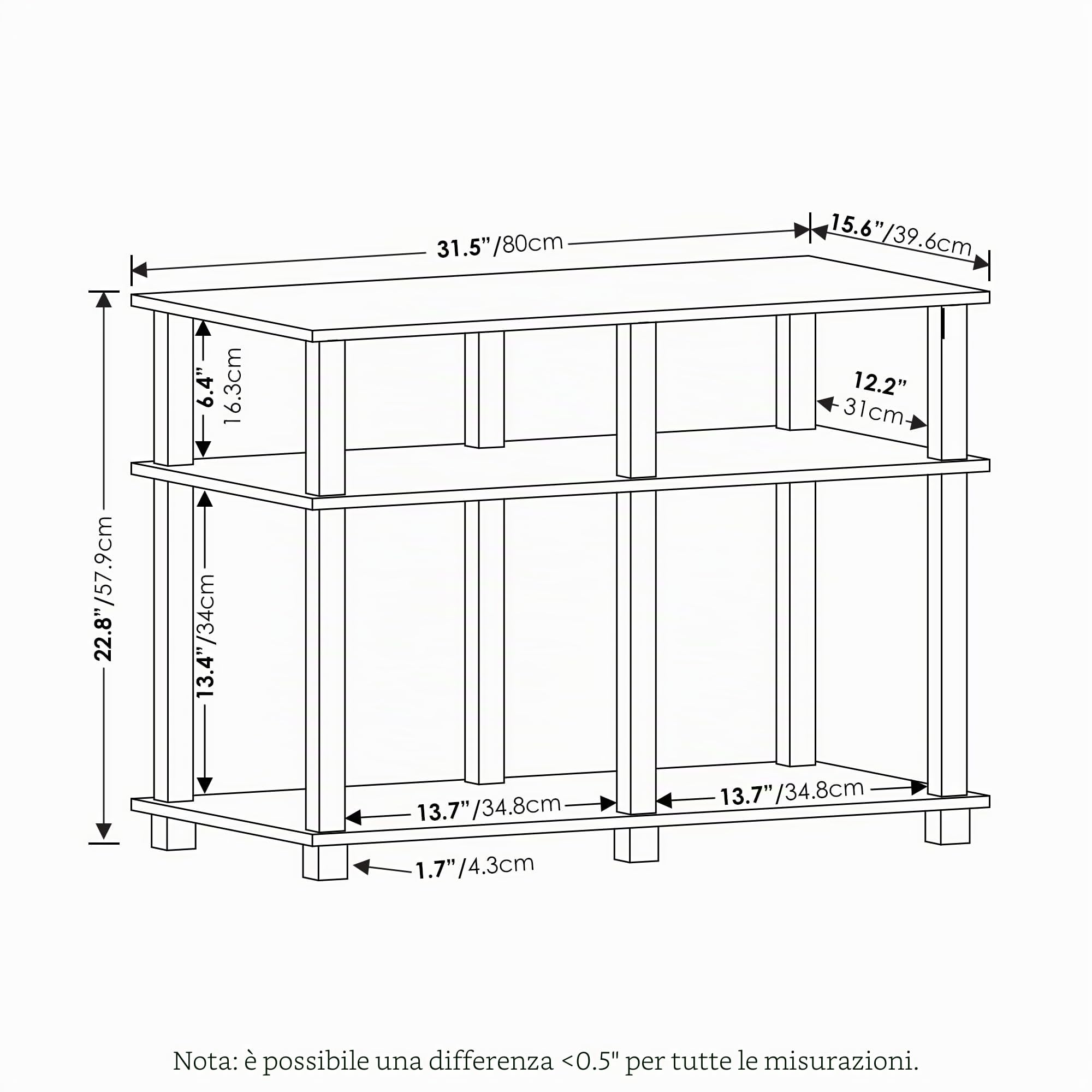 Furinno Romain Turn-N-Tube Supporto TV per TV fino a 40 pollici, Espresso/Nero