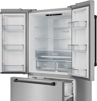 Thor Kitchen Gordon Ramsay 36 Inch 20.3 cu ft French Door Counter Depth Refrigerator with Ice Maker in Stainless Steel/Black