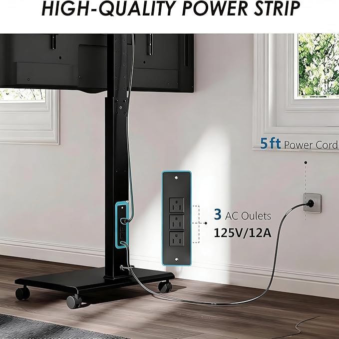 Soporte móvil para TV FITUEYES de 32 a 75 pulgadas, negro miniatura 2