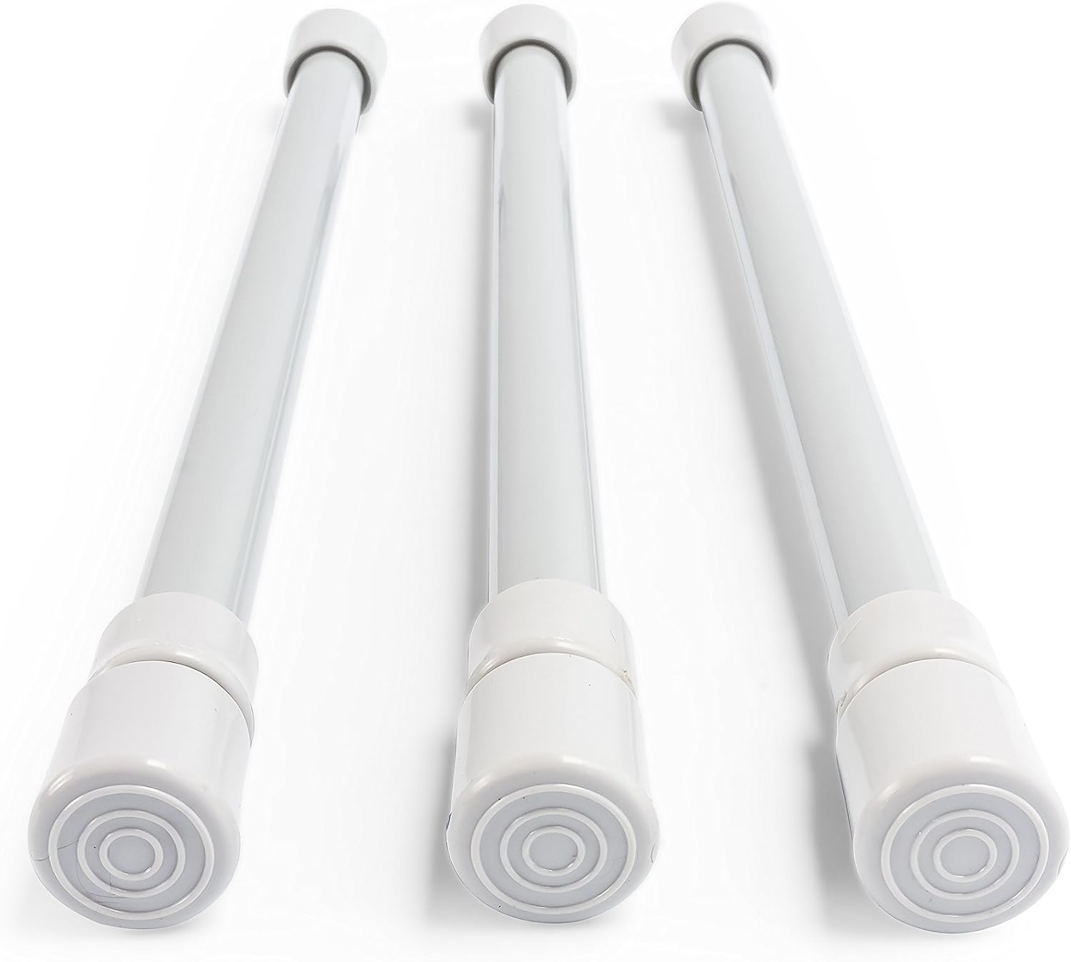 Camco 17" RV Cupboard Bars - 3 Pack, Holds Food and Drinks in Place During Travel, Prevents Messy Spills, Spring Loaded and Extends Between 10" and 17" - Gray (44065)