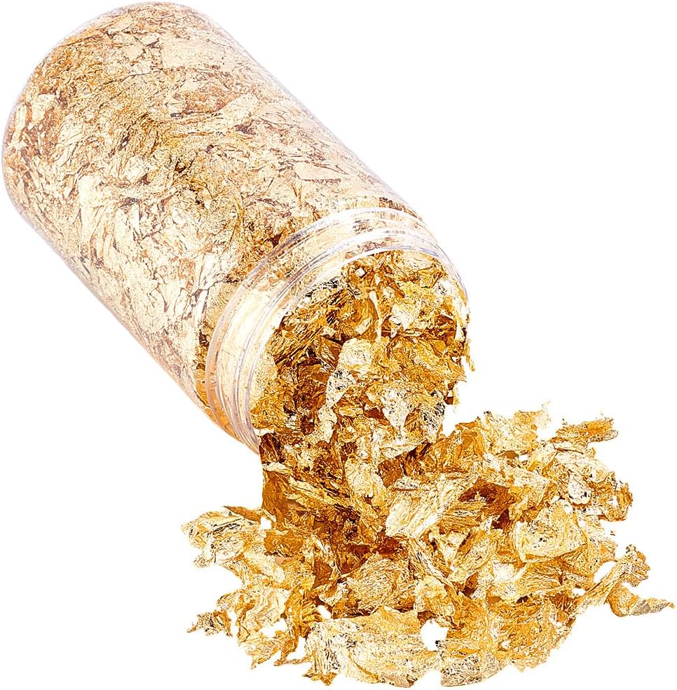 Beebeecraft 1 Bottle 10g Nail Decorations for Nail Art Foil, Golden Metallic Foil Flakes Leaf Nail Art Glitter Flake for Resin Painting Crafts Jewelry Making Manicure Sequins