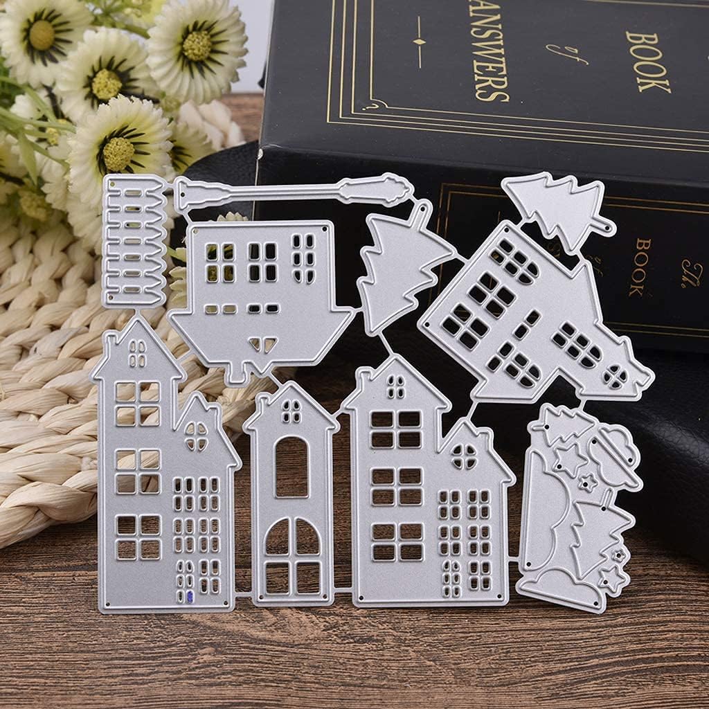 Christmas House Cutting Dies for Card Making,Cutting Dies Cut Stencils for DIY Scrapbooking Photo Album Decorative Embossing Paper Dies for Card Making Templated+Cute Brooch Pin